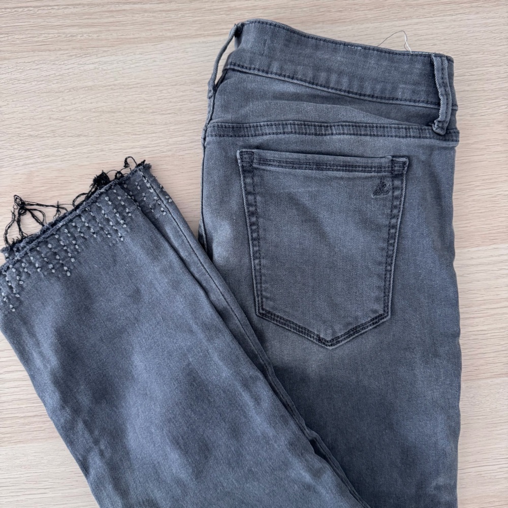 Sam Edelman Charcoal Ankle Jeans with Frayed Hem